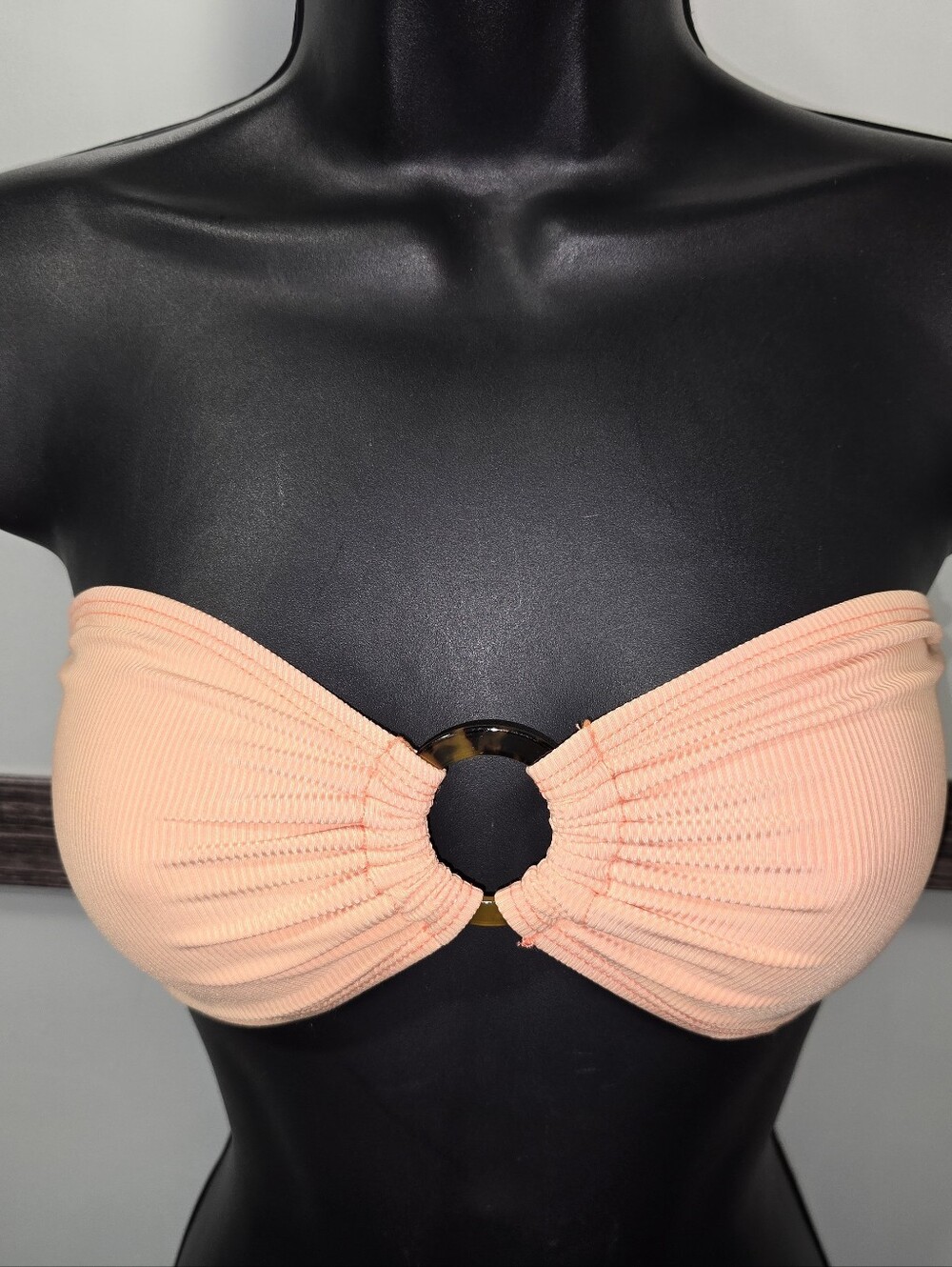 Cabana Del Sol Strapless Bandeau Neon Orange Bikini Top Sz S